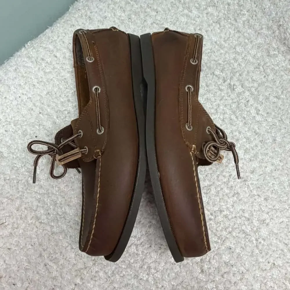 Dockers Vargas Boat Shoes Size 12W Brown Leather Casual Loafers Mens Like New